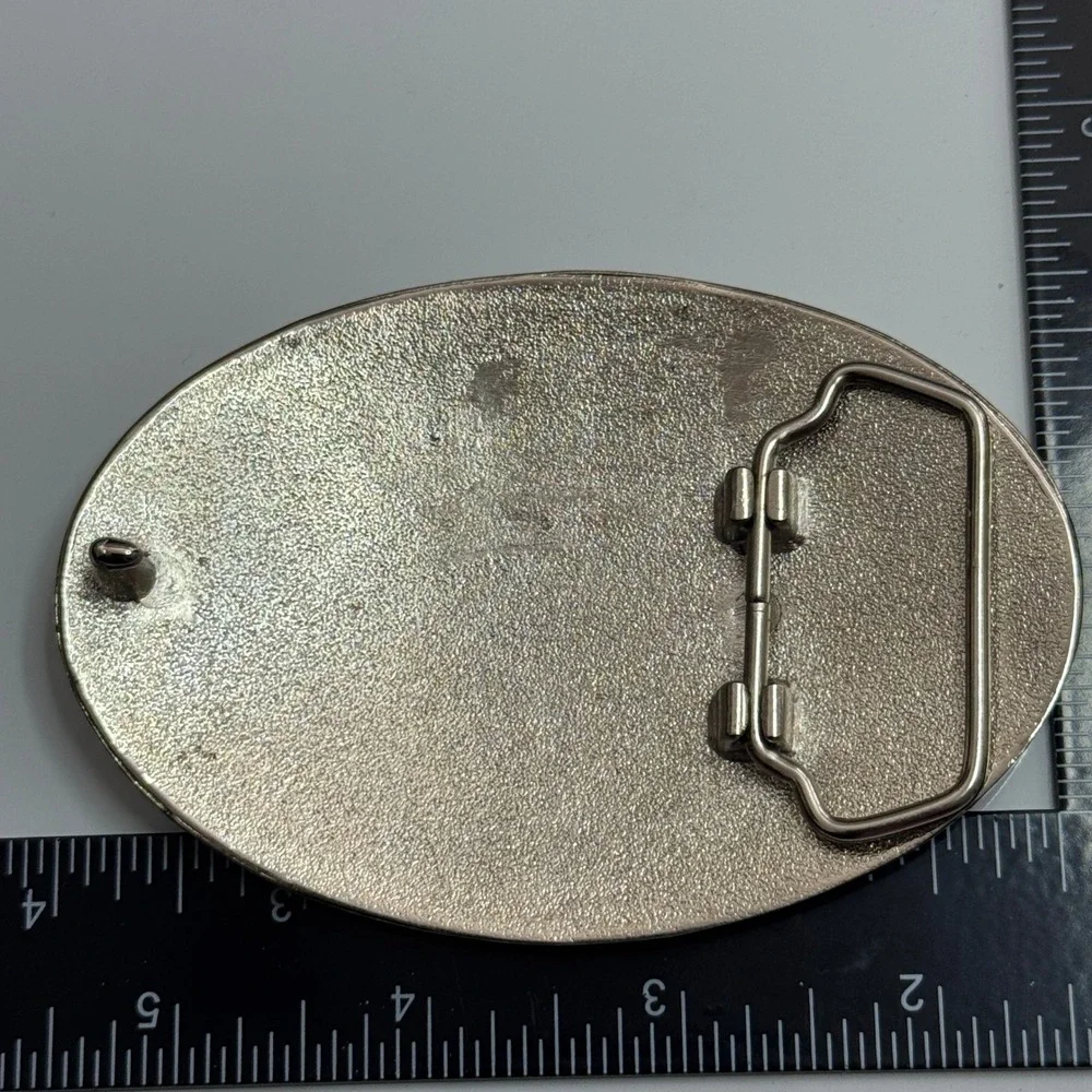 Punisher Skull Belt Buckle Metal Red Black Silver‎ Tone Oval